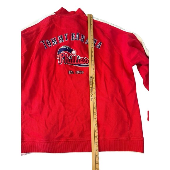 Tommy‎ Bahama Mens Baseball MLB Philadelphia Phillies Zip Sweater Red Sz 2XL - Picture 8 of 15